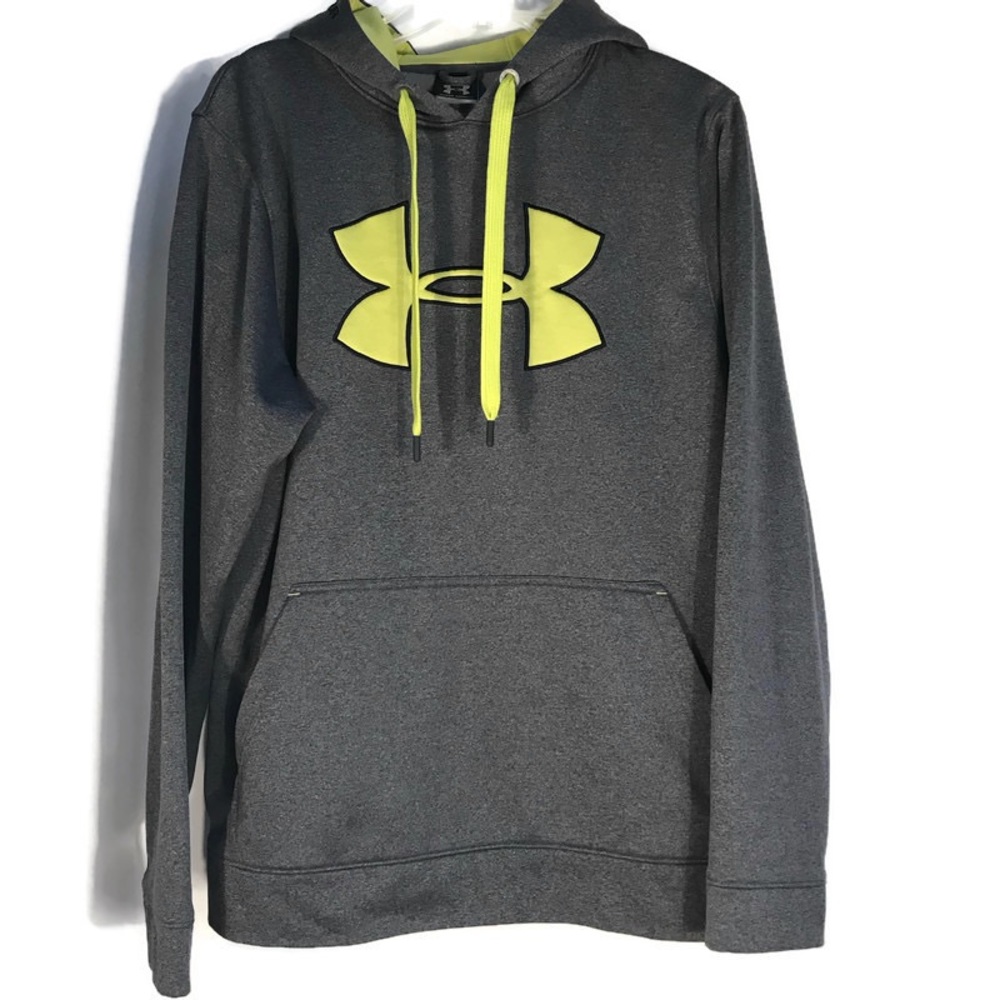 Under Armour Hoodie pull over Size Medium Grey Yellow